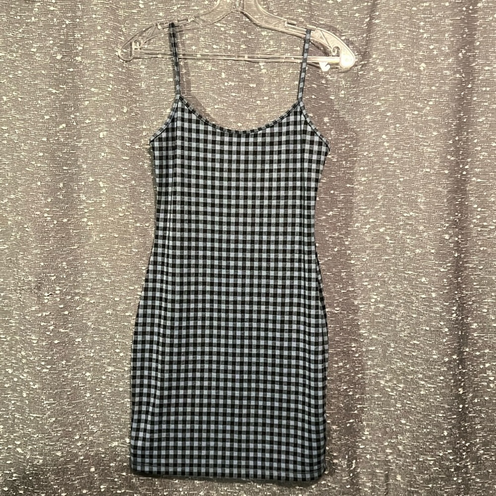 Small Blue Plaid Mini Dress